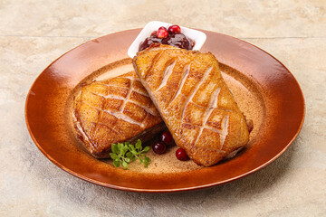 Roasted duck breast with sauce