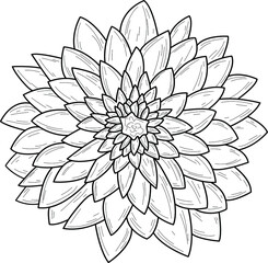 Doodle flower isolated line. Hand drawn vector illustration coloring. Sketch for a tattoo.