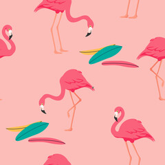 Tropical seamless flamingo pattern