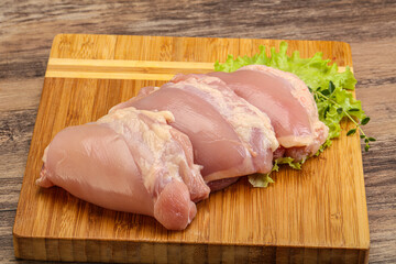 Raw chicken boneless and skinless leg