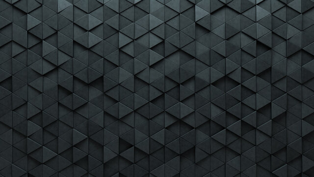 Concrete, Futuristic Wall background with tiles. Triangular, tile Wallpaper with 3D, Polished blocks. 3D Render