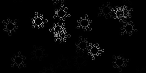 Dark gray vector backdrop with virus symbols.