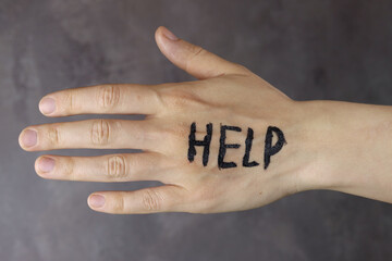 word Help on a woman's hand