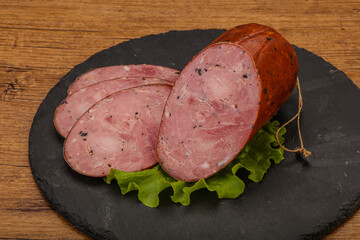 Smoked ham sausage with spices