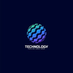 Vector Logo Illustration Technology Gradient Colorful Style.