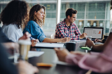 Team of professionals meeting in boardroom