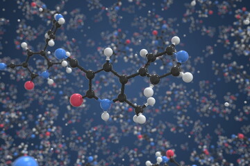 Milrinone molecule made with balls, scientific molecular model. Chemical 3d rendering