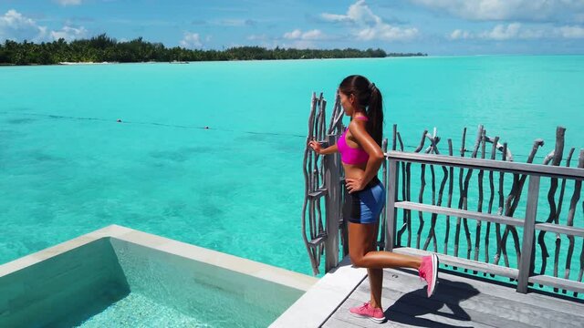 Standing Kickback AKA Standing Donkey Kick Back Exercise for training butt and glutes. Athlete working out her leg muscles to tone butt and glutes with bodyweight workout outside in perfect setting