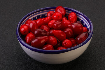Sweet and ripe cornel berries