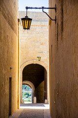 Long alleyways in the city of Mdina in Malta