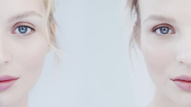 Skin care. Half of a woman's face. Clean skin. The face of a young woman. Skin rejuvenation procedures. Saved the procedure. Anti-aging cream. Natural beauty and femininity. Natural cosmetics.