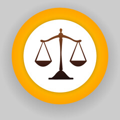 balance Justice flat icon. Pictograph of justice scales