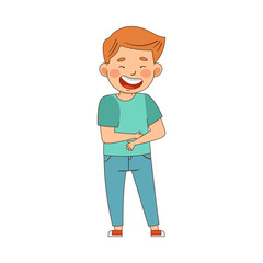 Emoji Boy Laughing Out Loud Holding His Stomach Vector Illustration