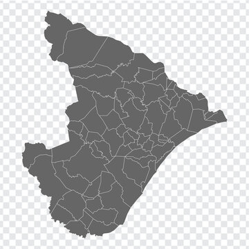 Blank map Sergipe of Brazil. High quality map Sergipe with municipalities on transparent background for your web site design, logo, app, UI.  Brazil.  EPS10.