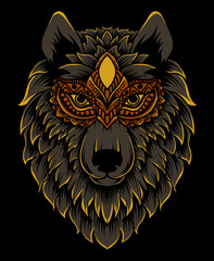 Wolf head hand drawn-vector illustration art