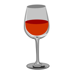 A glass of red wine. Vector stock illustration. Color. Isolated on a white background. For menus, design of cafes, bars and restaurants, postcards.