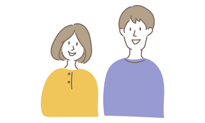 若い夫婦のシンプルなイラスト