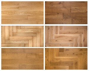 Collage of different wooden textures for parquet or laminate