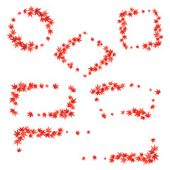 紅葉したモミジの枝葉　フレームセット