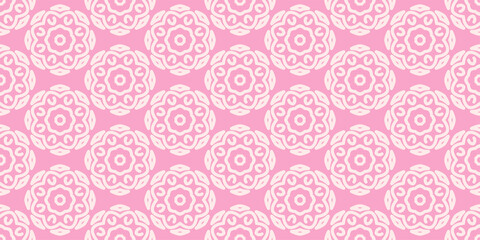 Seamless pattern, texture. Background pattern with geometric ornament on a pink background, wallpaper. Vector image