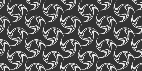 Trendy background pattern with geometric ornament on black background, wallpaper. Seamless pattern, texture. Vector graphics