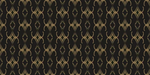 Wallpaper murals Black and Gold Decorative background pattern with floral ornament on a black background, wallpaper. Seamless pattern, texture. Vector graphics