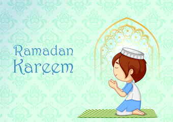 Ramadan Kareem Greetings background for Islamic religious festival of Eid