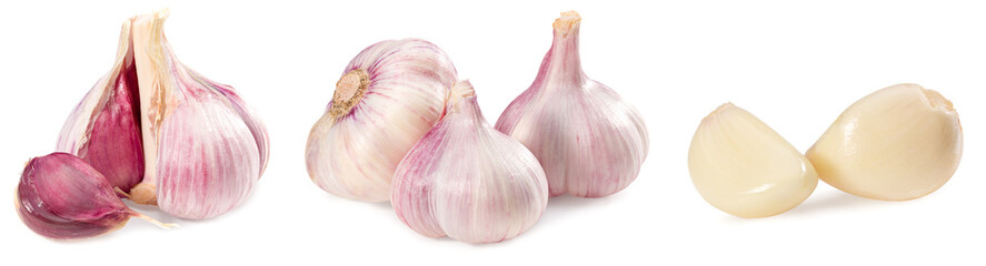garlic isolated on white background. full depth of field