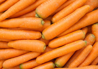 Close-up of a bunch of carrots, rich in vitamin A, nutritious and healthy