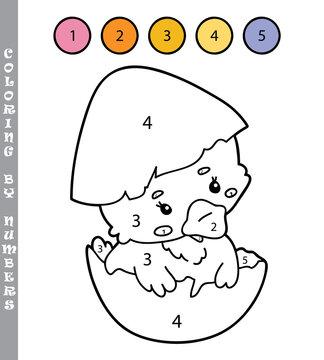 funny coloring by numbers coloring educational game. Vector illustration coloring by numbers educational game with cartoon duck for kids