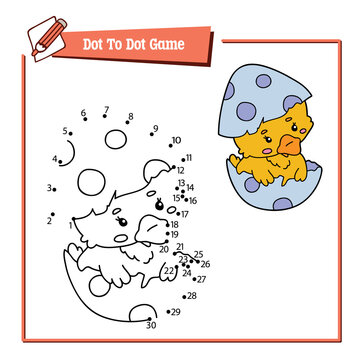 dot to dot  dog kid educational game. Vector illustration educational kid game of dot to dot puzzle with happy cartoon duck for children
