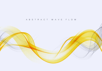 Fototapeta premium Vector abstract yellow transparent wave background. Template brochure