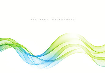 Abstract green and blue wave background Wave flow