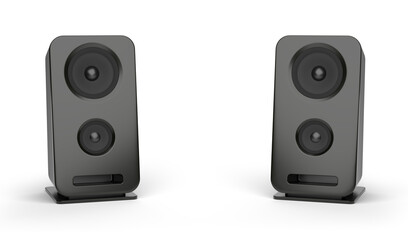 Obraz premium two computer speakers isolated on white background