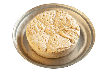 traditional turkish tahini halva in plate