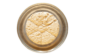 traditional turkish tahini halva in plate