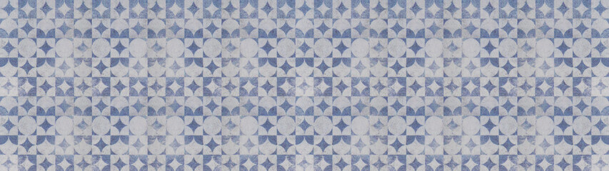 Blue white traditional motif tiles texture background banner panorama - Vintage retro cement tile...
