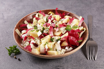 vegetable salad with chicory,  apple and cheese