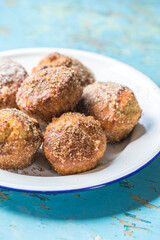 Breakfast cinnamon sugar puffs.