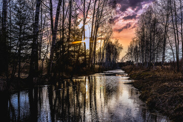 Night in the reflection of the lake