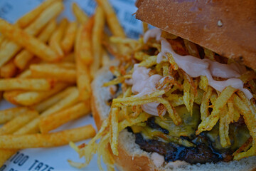 hamburger and french fries