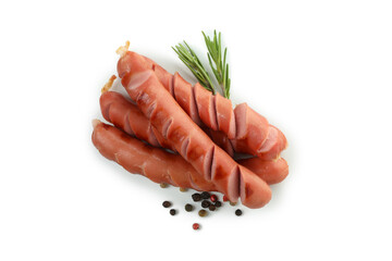Delicious grilled sausage isolated on white background