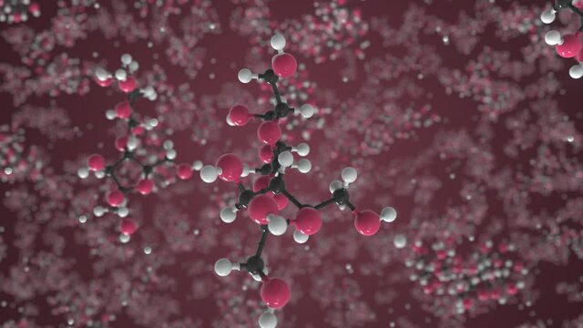 Molecule of lactulose. Molecular model, looping seamless 3d animation