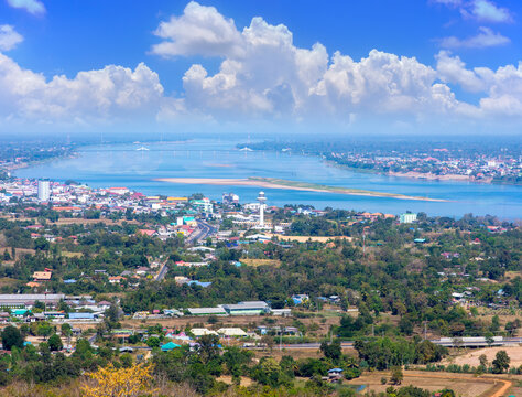 Panorama cityscape, River side of Ubon Ratchathani, Thailand - January 8, 2020