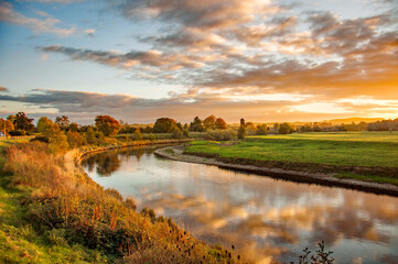 River Wye and the Wye valley at sunset