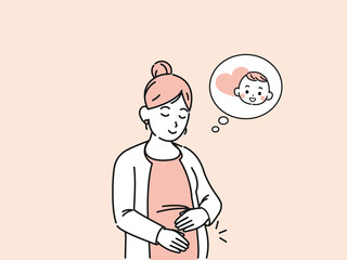 妊婦　妊娠　赤ちゃんを授かる　女性　イラスト素材