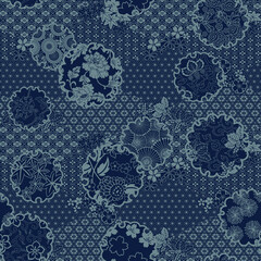 Traditional Japanese fabric patchwork wallpaper abstract floral vector  seamless patte