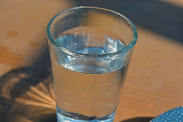 glass of water on a table