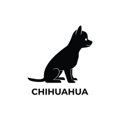 black chihuahua dog sitting silhouette logo design vector illustration