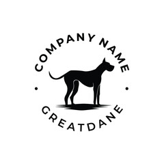 great dane dog silhouette logo stamp vector design illustration